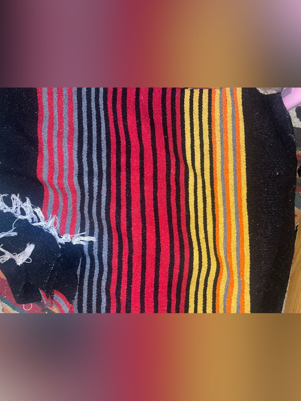 70*48 woven blanket w/fringe - Picture 2 of 3